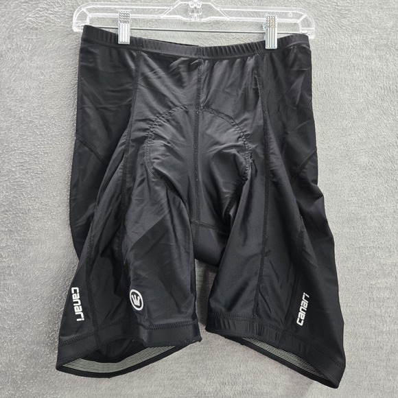 Canari Women Activewear Shorts L Black Nylon Spandex Padded Cycling 9" Inseam - Picture 1 of 7